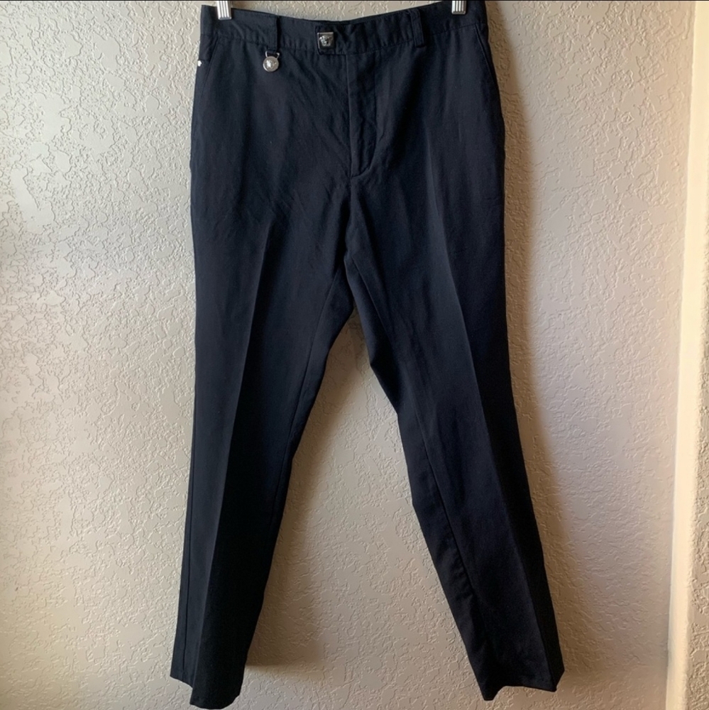 Versace black straight leg wool dress pants